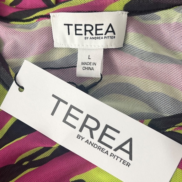Terea Astrid Sleeveless Mesh Bodysuit Pink Green Black Size Large New with Tag - Picture 9 of 10